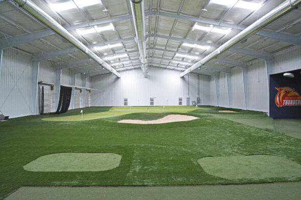 Fresno indoor putting facility with tee boxes